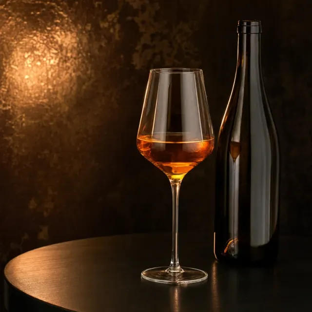 Illustrative amber Macabeo orange wine