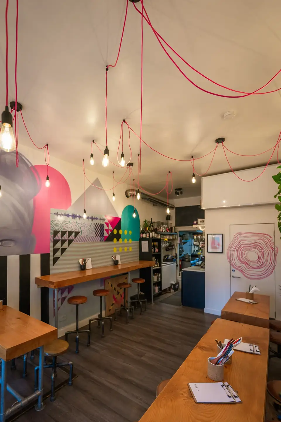 Mirin's dining room with tables ready for service