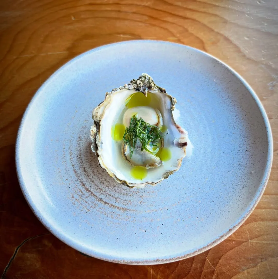 Cumbrae oyster with tomato, shiso and black radish at Mirin